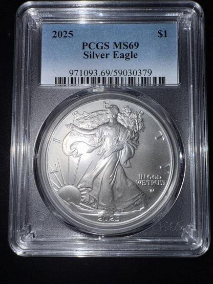 2025 Silver American Eagle MS - 69 PCGS - toyscardscomics