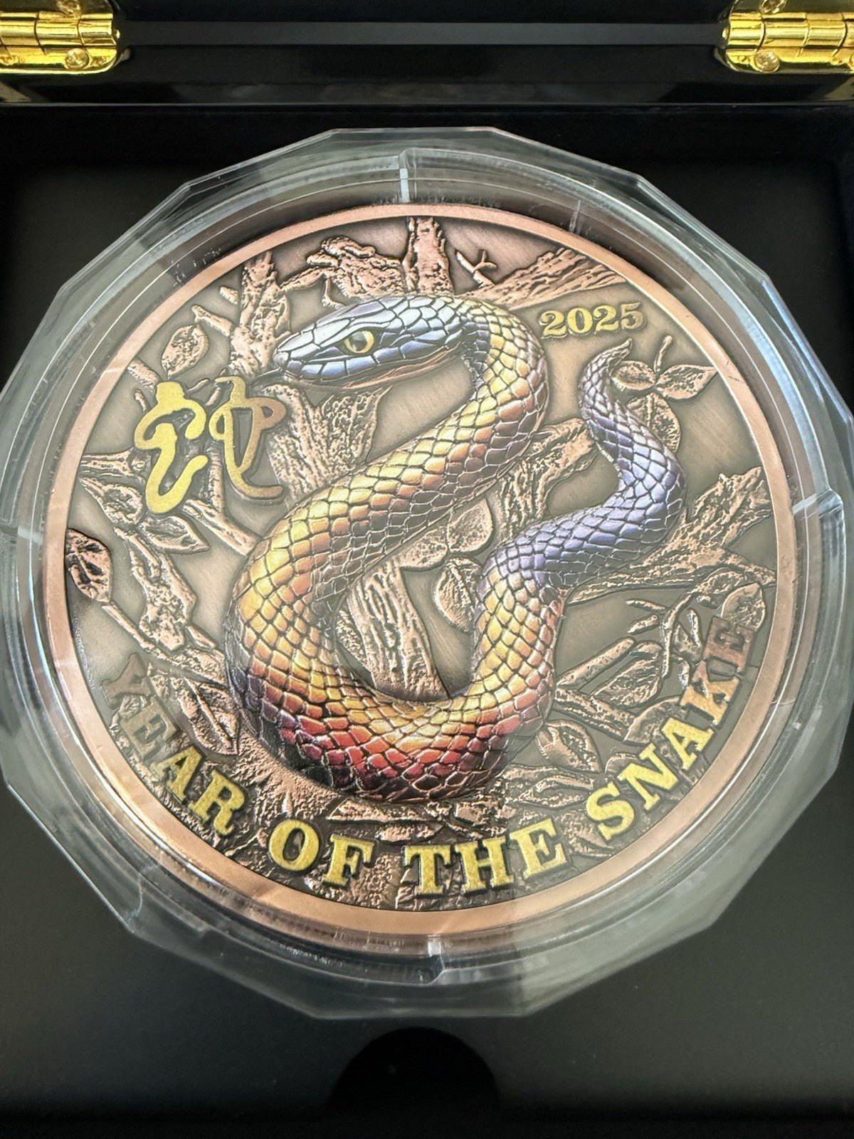 2025 “Year of the Snake” 1 Kilo .999 Copper High - Relief Colorized Art Round 1KG - toyscardscomics