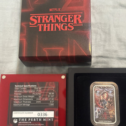 2026 $1 Tuvalu Season 4 Stranger Things 1 oz Silver Colorized Rectangular Coin - toyscardscomics