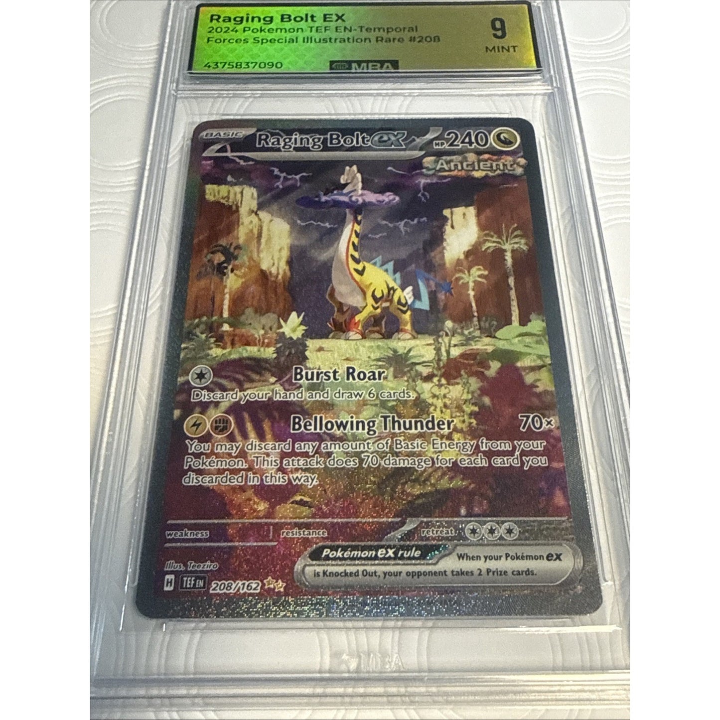 MBA 9 Raging Bolt ex 208/162 Special Illustration Rare Temporal Forces Pokemon