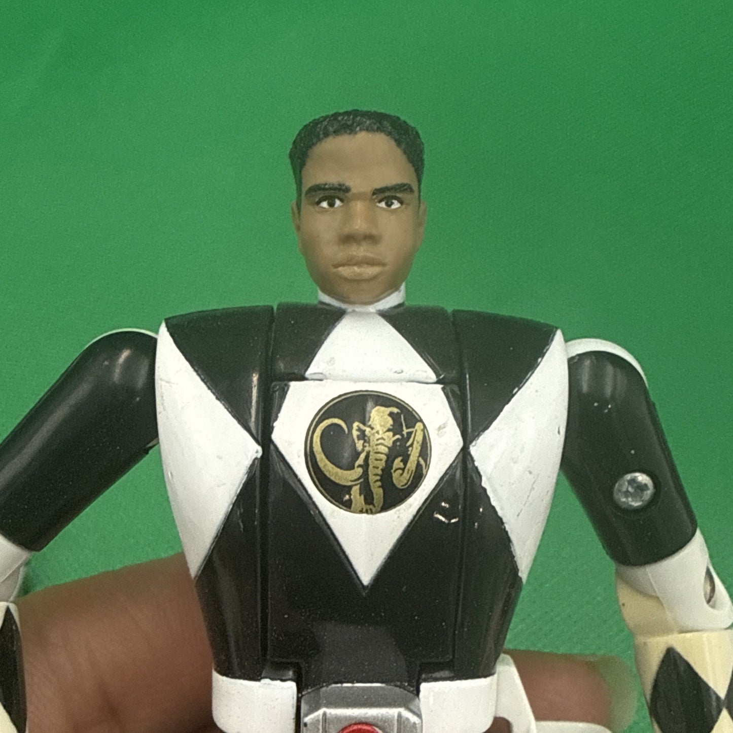 Vintage 1993 Mighty Morphin Power Rangers Black Ranger Flip Head Figure One Axe