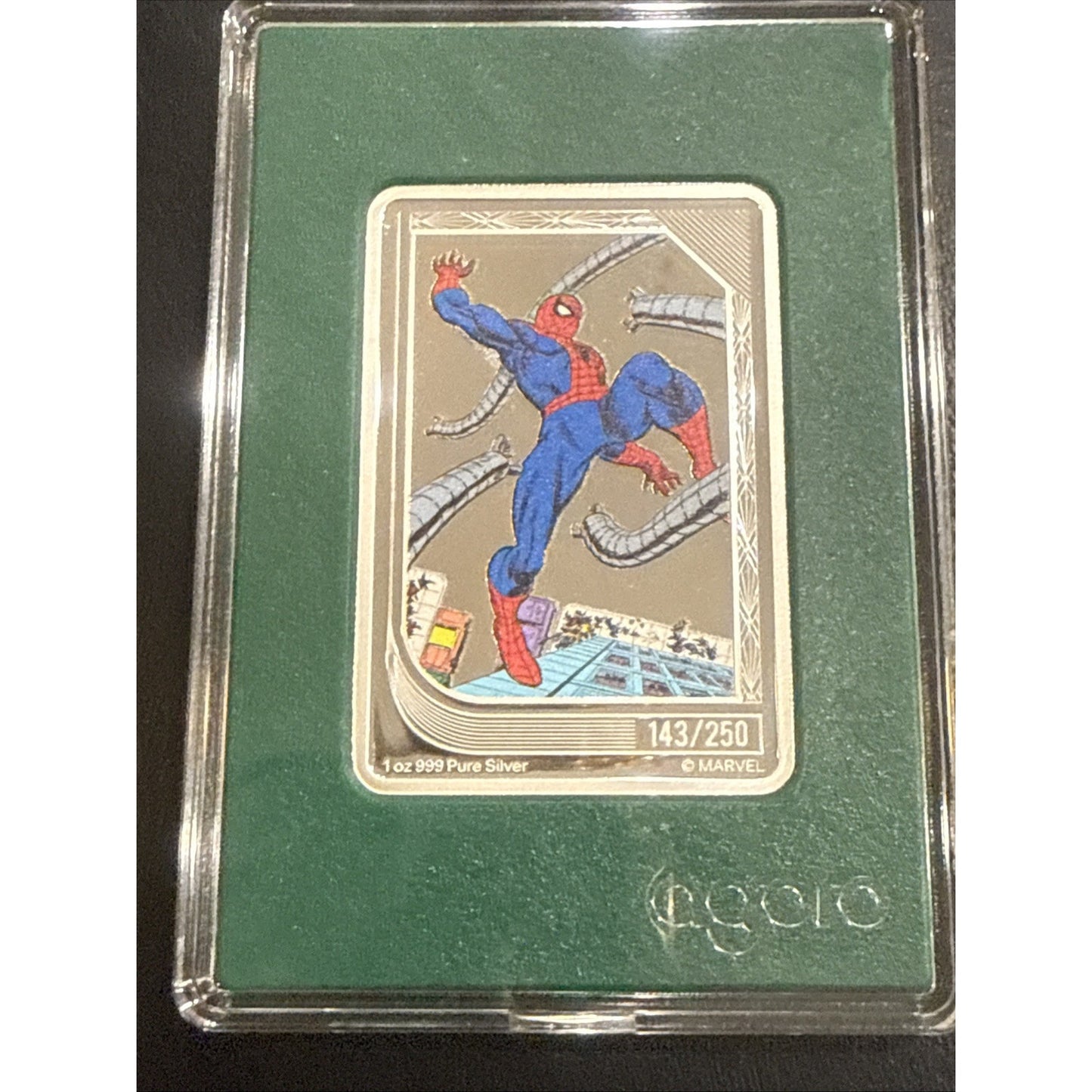 2026 Agoro SPIDER-MAN Comic Art Trading Coin Emerald Mintage 1oz Silver #143/250