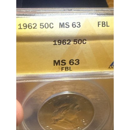1962 50C ANACS MS63FBL - Franklin Half Dollar