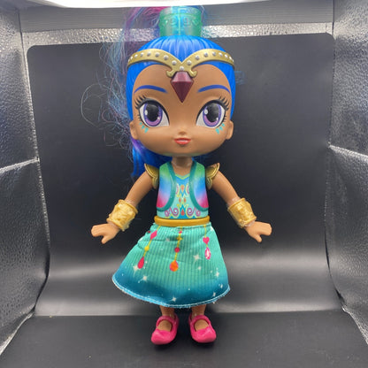 Nickelodeon Shimmer and Shine Doll Blue Hair Green Dress Gold Accessories Talks