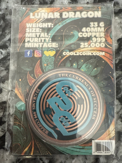 33 Gram Copper Collectible 2024 Lunar Dragon Colorized Coin - toyscardscomics