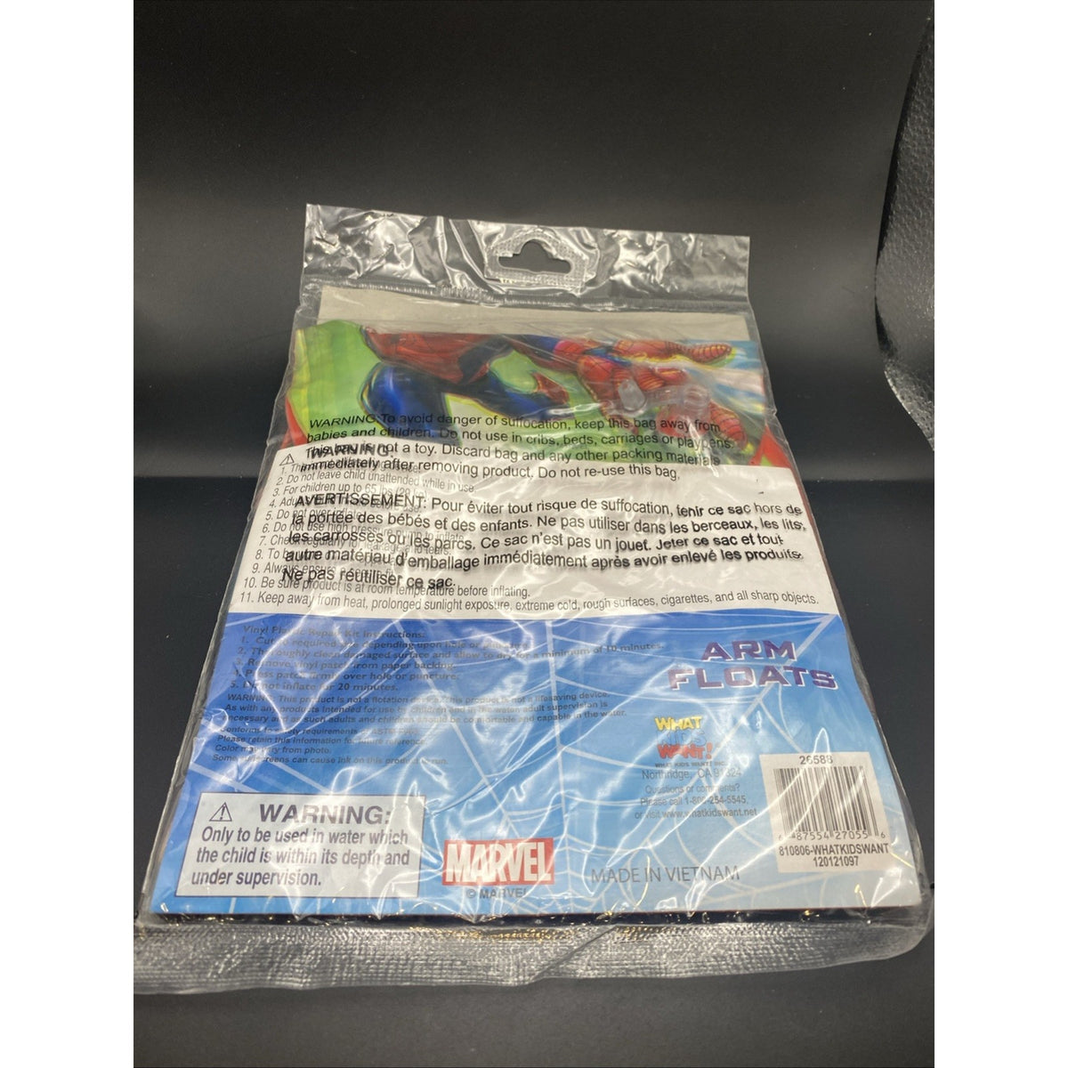 Spiderman 2 Arm Floats Marvel Swim Aid Children Up to 65 Lbs Includes Repair Kit