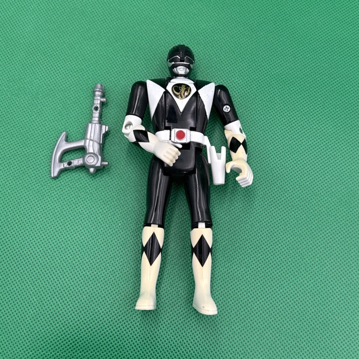 Vintage 1993 Mighty Morphin Power Rangers Black Ranger Flip Head Figure One Axe
