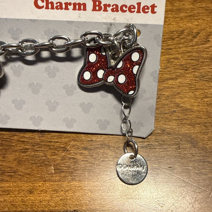 Minnie Mouse Disney Silvertone Charm Bracelet 7.5 In New