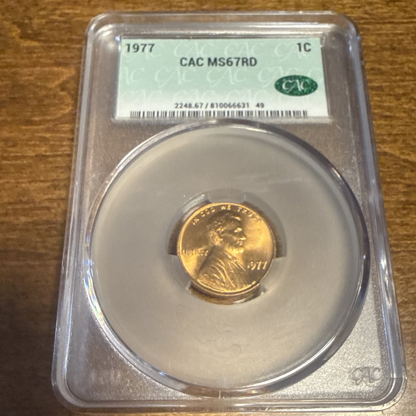 1977 LINCOLN CENT CACG MS67 RED