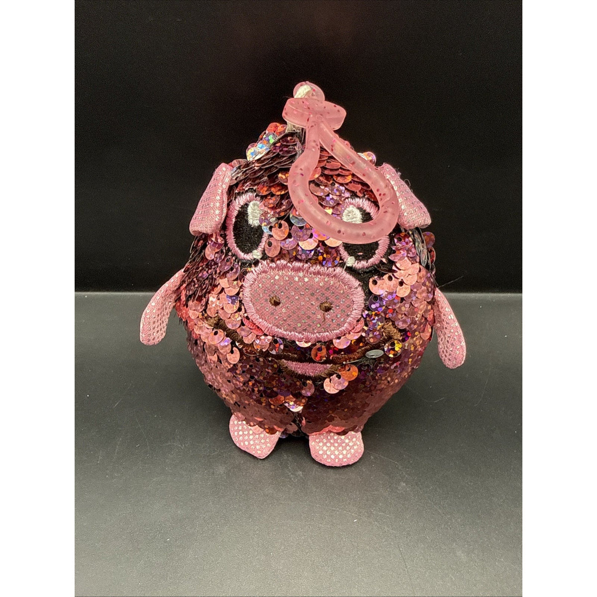 License 2 Play - Shimmeez Sequin Plush - PIG (Pink & Silver)(Plastic Key Clip)