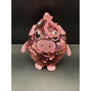 License 2 Play - Shimmeez Sequin Plush - PIG (Pink & Silver)(Plastic Key Clip)