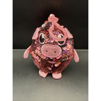 License 2 Play - Shimmeez Sequin Plush - PIG (Pink & Silver)(Plastic Key Clip)