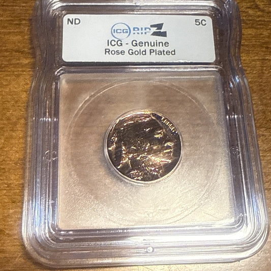 ICG -Genuine Buffalo Indian Head Nickel 1937- Rose Gold Plated