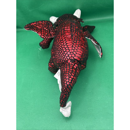 Nanco Red Winged Dragon Snake Scales Plush Toy Black Silver Iridescent 13" 2020