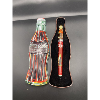 Coca Cola Collectible Ceramic Roller Ball Pen Coke Bottle Design Gift Open Tin