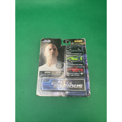 "FAST & FURIOUS" 3 PC SET "NANO HOLLYWOOD RIDES" DIECAST MODEL CARS JADA 31123