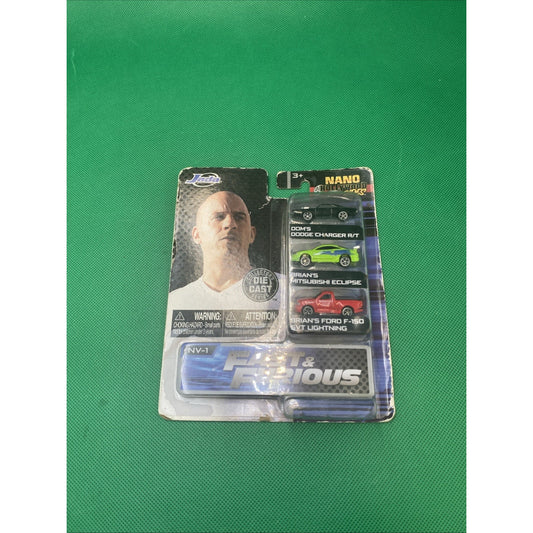 "FAST & FURIOUS" 3 PC SET "NANO HOLLYWOOD RIDES" DIECAST MODEL CARS JADA 31123