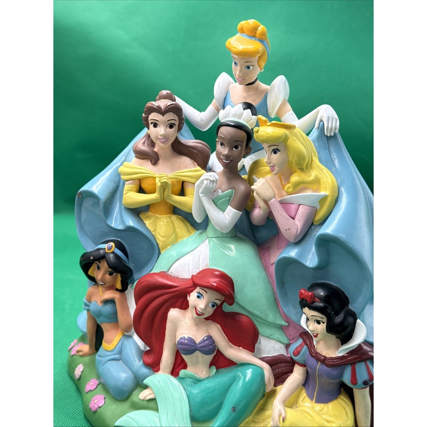 Vintage Disney Parks Piggy Bank 7 Princesses Plastic Coin Bank 9" Tall