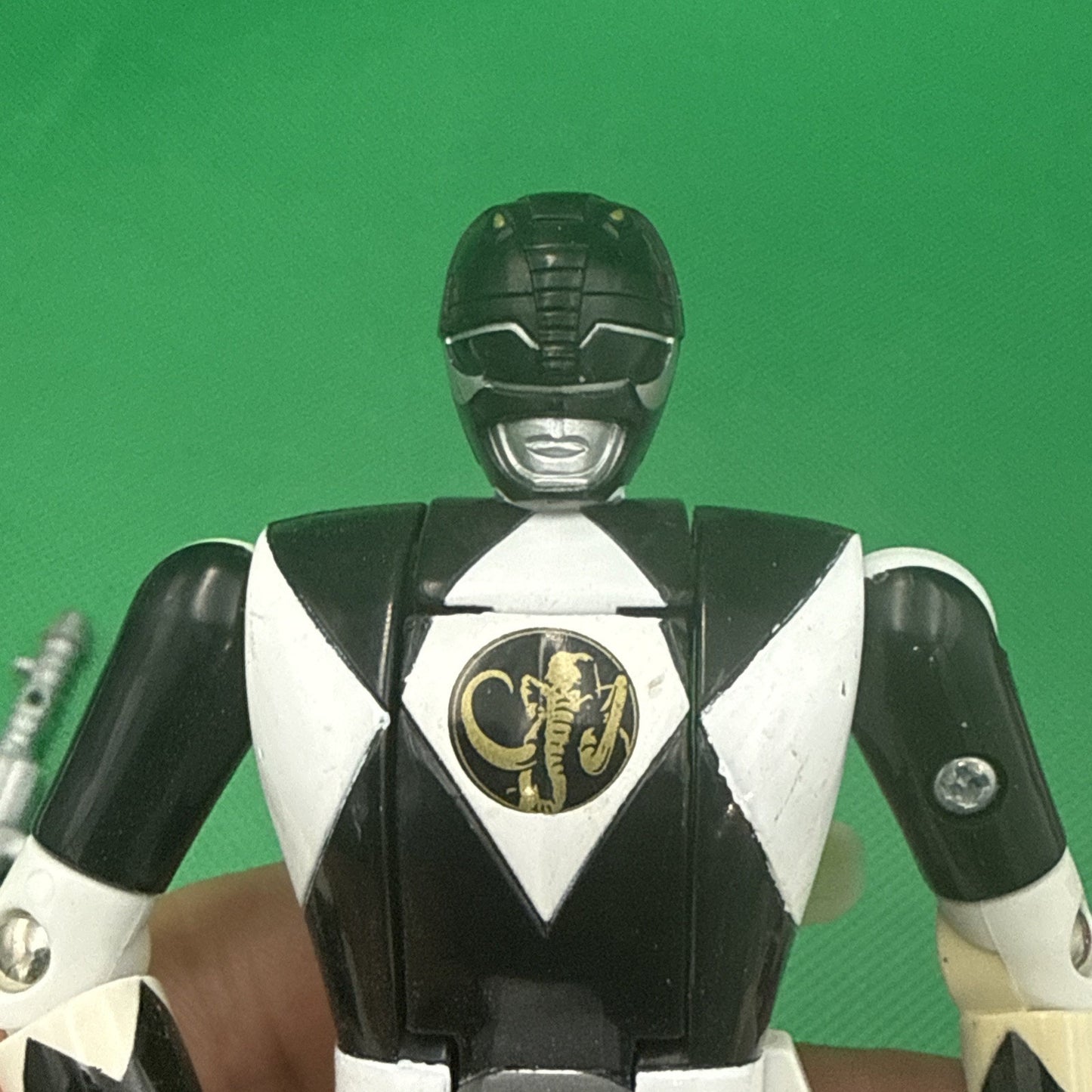 Vintage 1993 Mighty Morphin Power Rangers Black Ranger Flip Head Figure One Axe