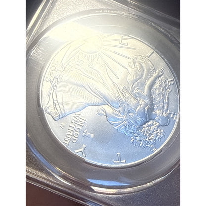2025 (P) Silver Eagle, EAGLE PRIVY, certified MS 69 by CAC!