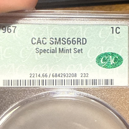 1967 1 C Ca Sms Ms 65 Red Special Mint Set Penny