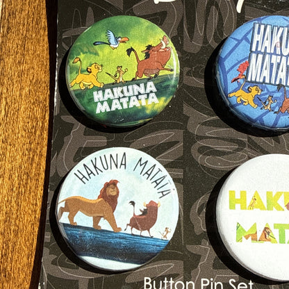 Disney The Lion King Button Pin Set Hakina Matata NEW NIP Neon Tuesday Collect