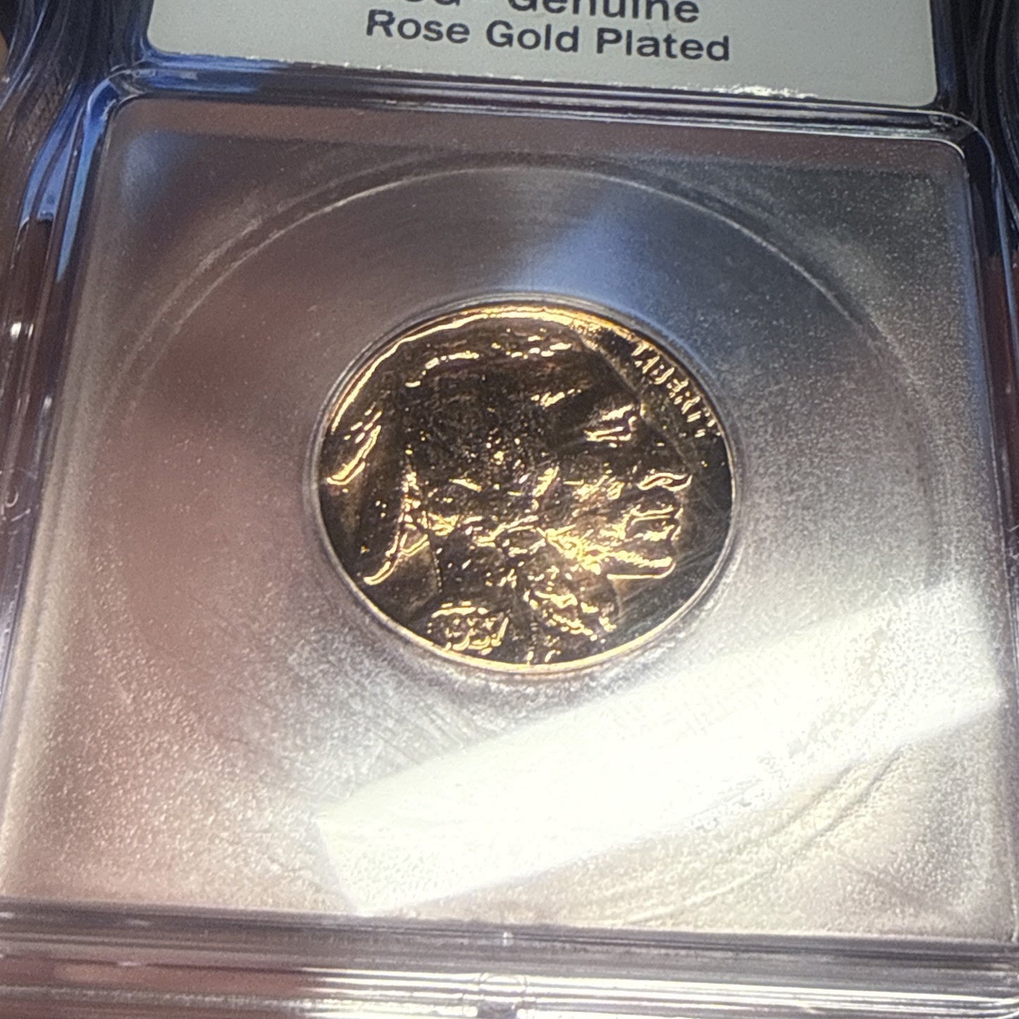 ICG -Genuine Buffalo Indian Head Nickel 1937- Rose Gold Plated