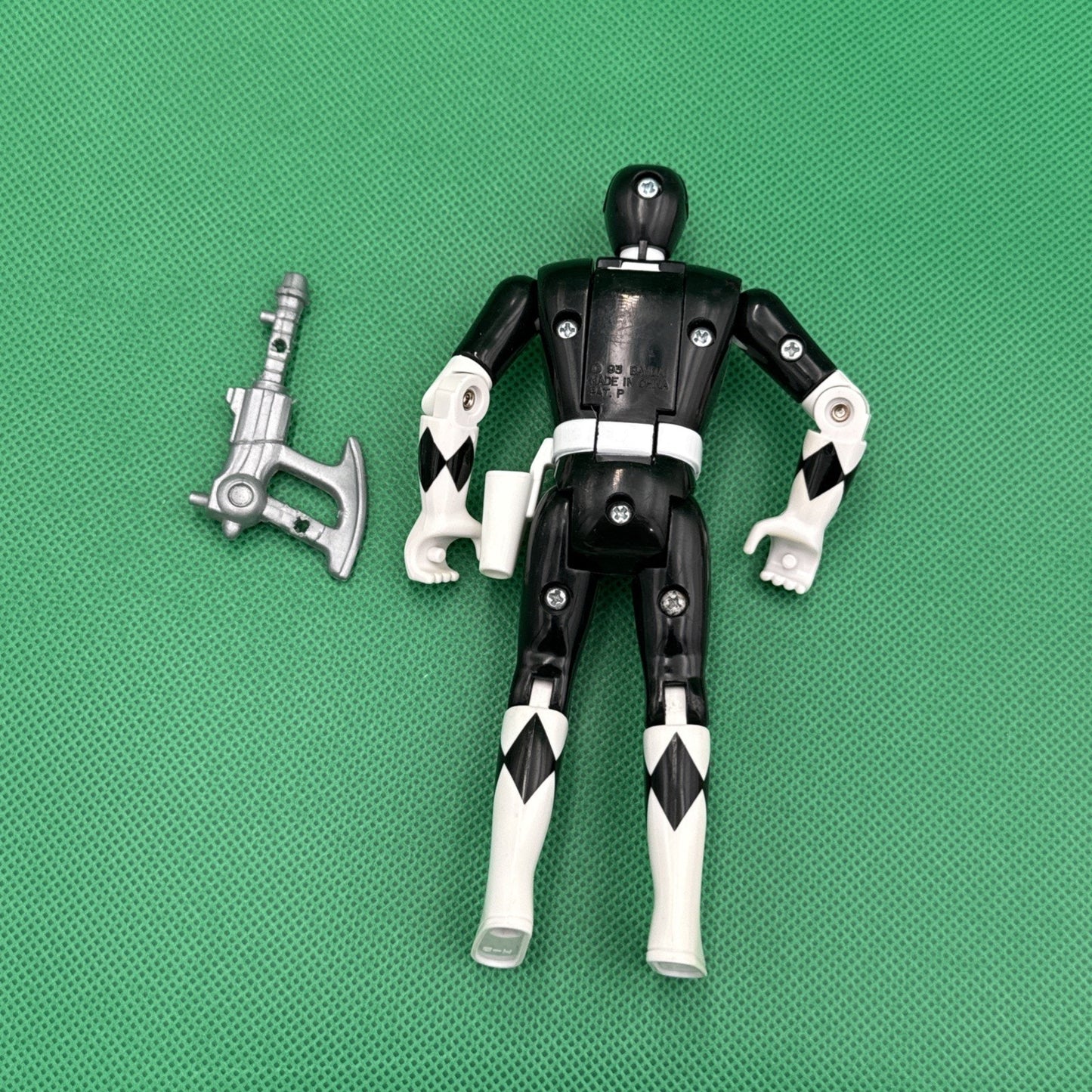 Vintage 1993 Mighty Morphin Power Rangers Black Ranger Flip Head Figure One Axe
