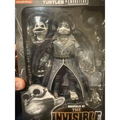 NECA TMNT Turtles x Monsters Donatello As The Invisible Man NIB Black & White