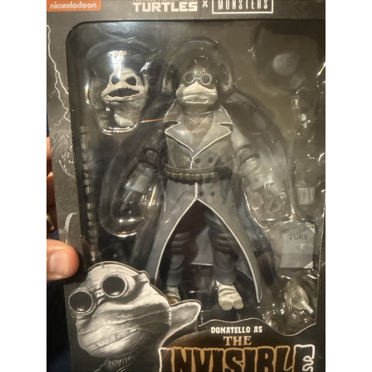 NECA TMNT Turtles x Monsters Donatello As The Invisible Man NIB Black & White