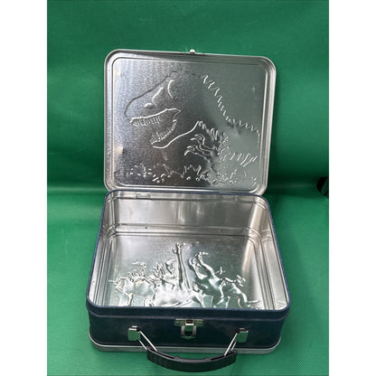 Jurassic World Park Tin Lunch Box T-Rex Velociraptor Dinosaurs Embossed 2015