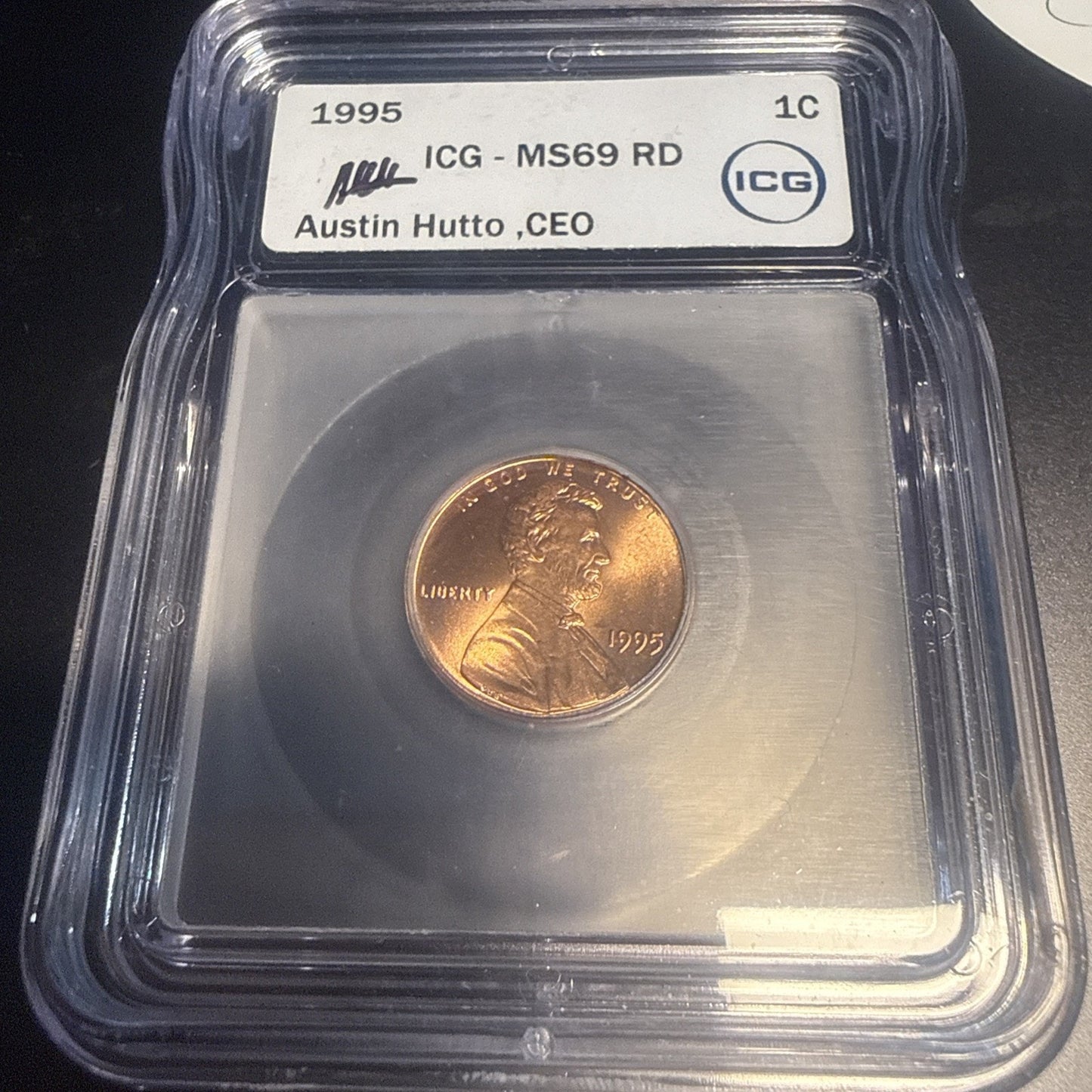 1995 Lincoln Memorial Cent MS69 RD ICG Hutto Signed RARE
