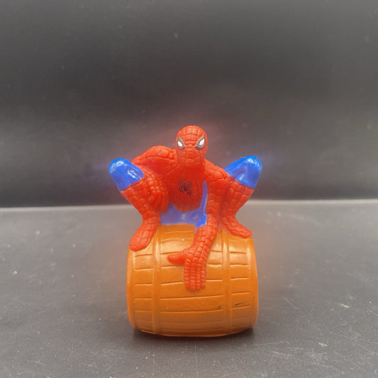Spider Man Sitting on a Barrel Vinyl 2.5" Figure Playfully Yours 2001 Marvel Toy