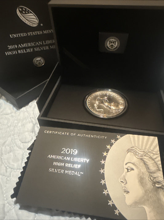 2019 U.S. Mint High Relief American Liberty 2.5oz Silver Medal w/ OGP and COA