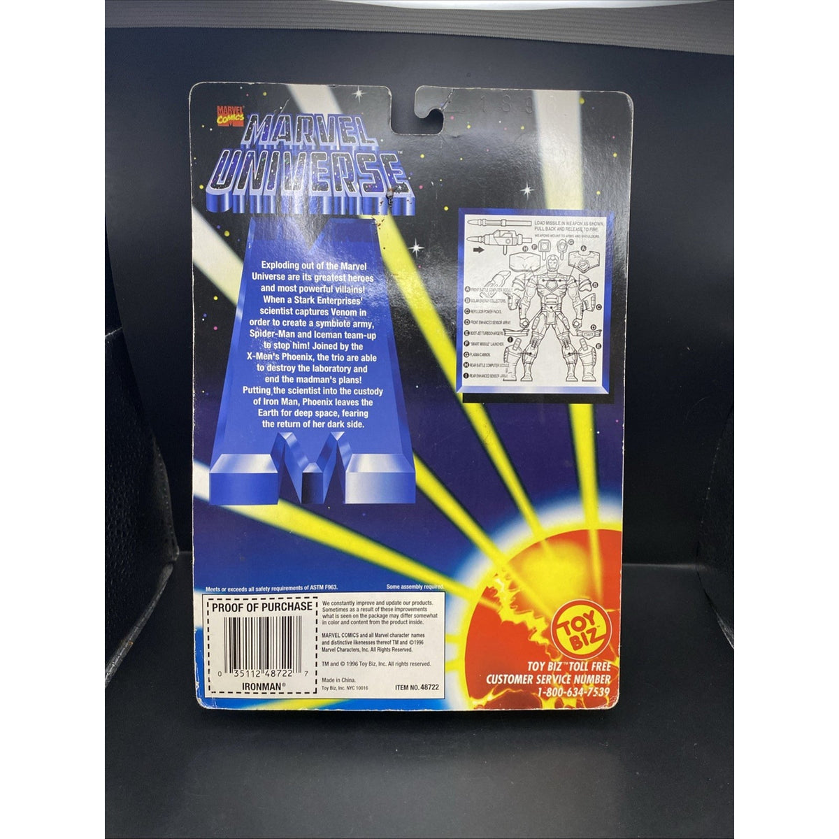 Marvel Universe Iron Man Missile Launching Action Figure Toy Biz 1996 New