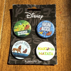 Disney The Lion King Button Pin Set Hakina Matata NEW NIP Neon Tuesday Collect