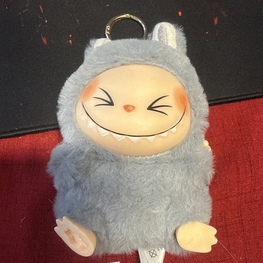 Pop Mart Labubu The Monsters Exciting Macarons Sesame Bean Grey Plush Keychain