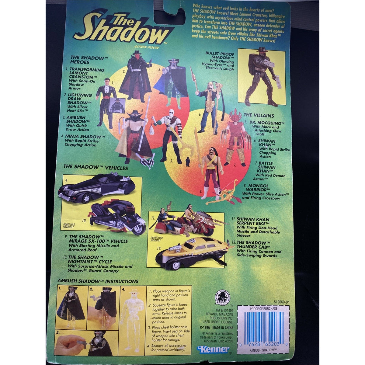The Shadow Ambush Shadow Action Figure New Sealed 1994 Vintage