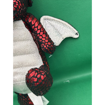 Nanco Red Winged Dragon Snake Scales Plush Toy Black Silver Iridescent 13" 2020