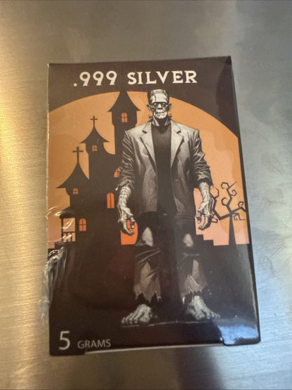 5gram .999 Silver Frankenstein Bar by Pan Silver Company Original Factory Sealed - toyscardscomics