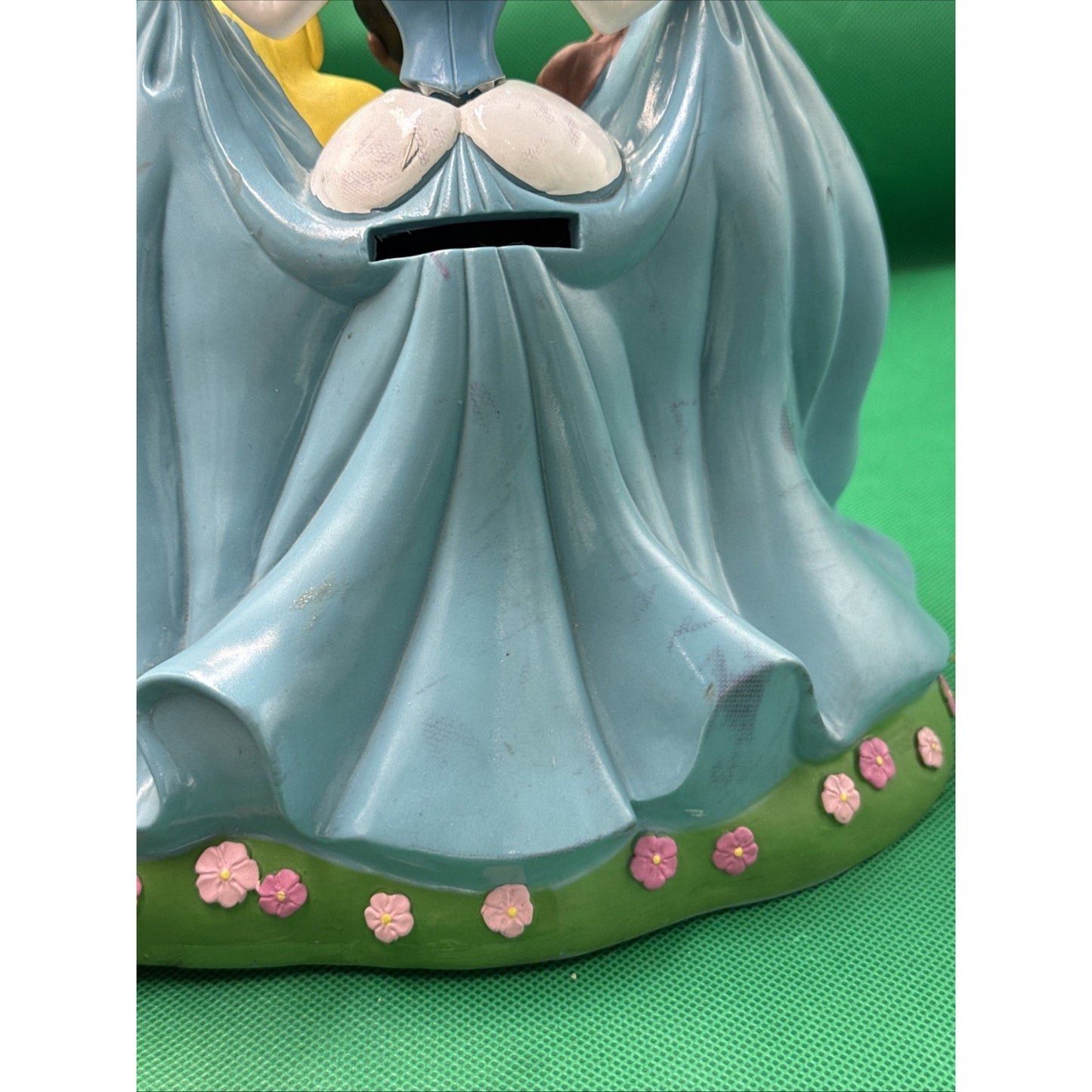 Vintage Disney Parks Piggy Bank 7 Princesses Plastic Coin Bank 9" Tall