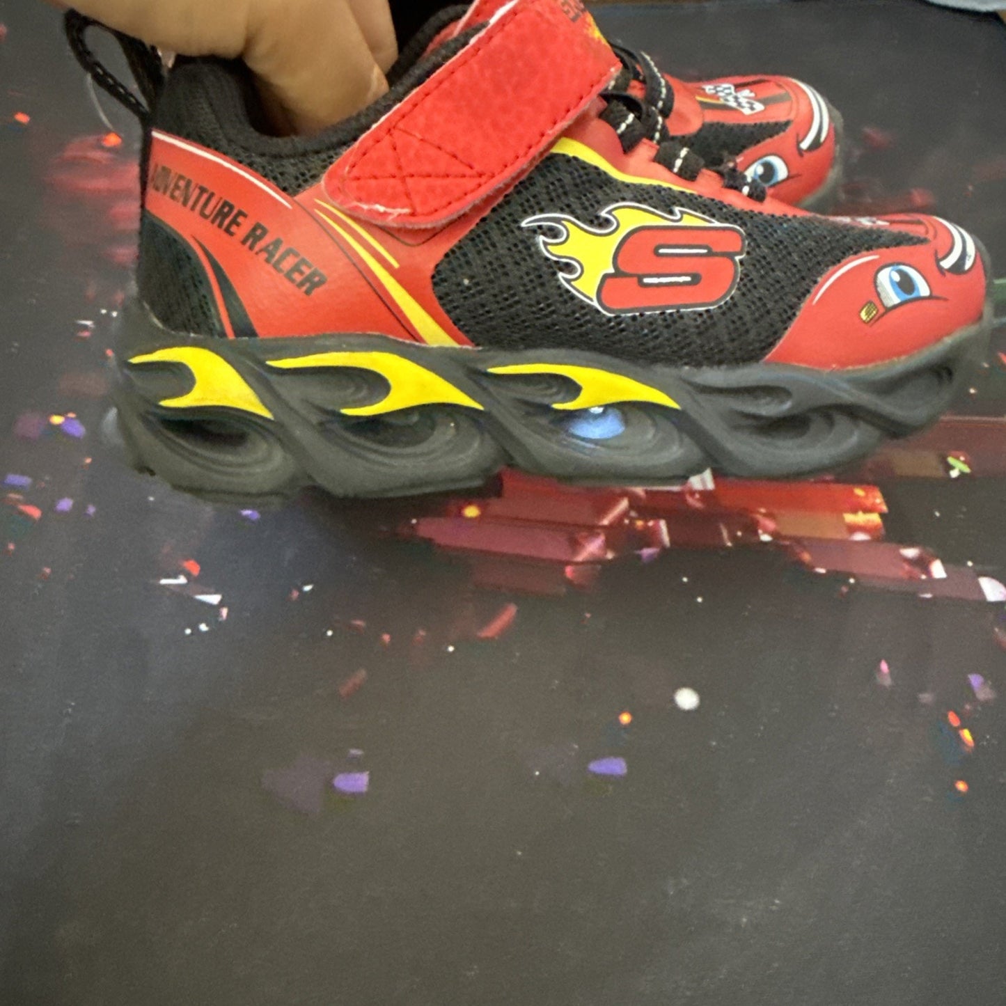 Skechers Thermo Flash Shoe Toddlers 5 Red Black Light Up Adventure Racer Sneaker