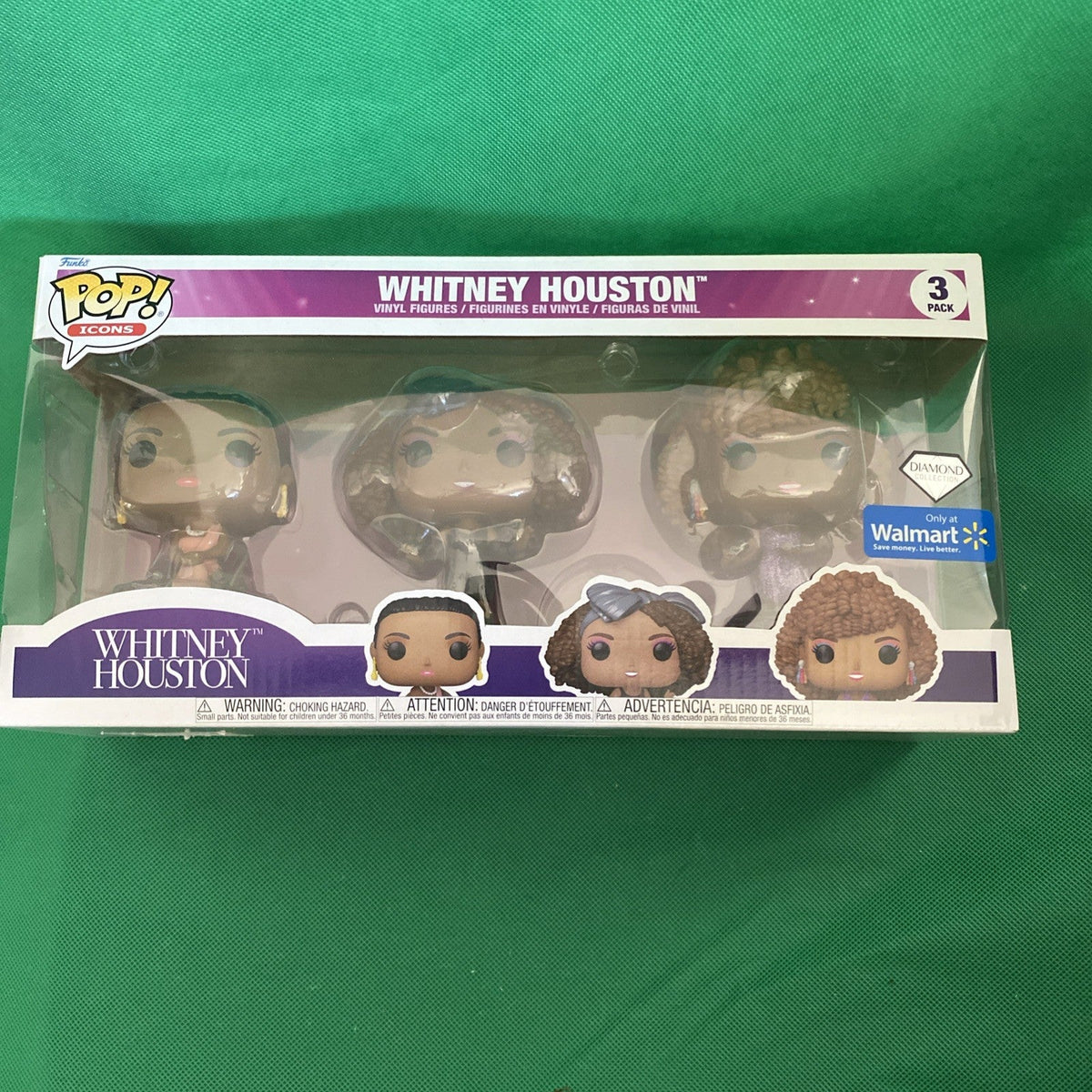 Funko Pop! Icons Whitney Houston 3 Pack Vinyl Figures Walmart Diamond Exclusive
