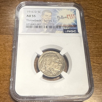 1916-D 5C NGC AU 55 Buffalo Nickel - Bullion Plus