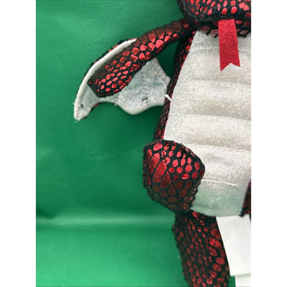Nanco Red Winged Dragon Snake Scales Plush Toy Black Silver Iridescent 13" 2020