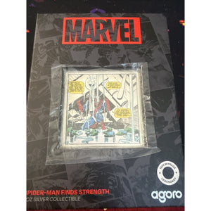 2026 Marvel Spider-Man Finds Strength Silver 1 oz Agoro Art Bar - 1000 Minted!