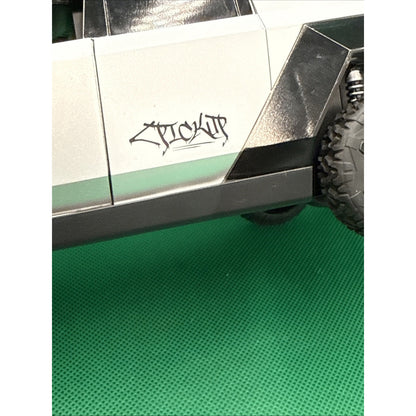 UNKNOWN BRAND PLASTIC SILVER CYBER TRUCK LOOKING FRICTION VEHICLE, Sound Tested