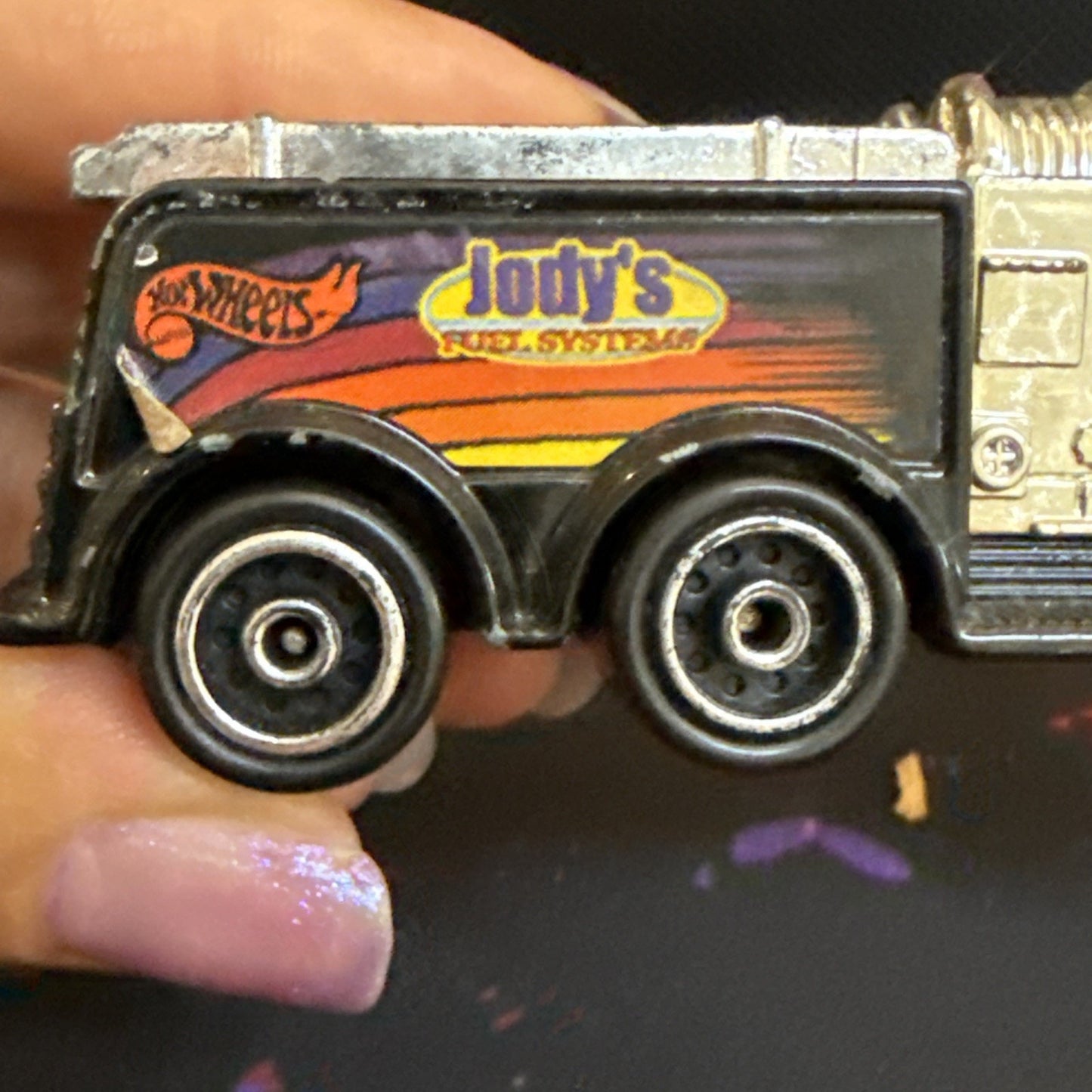 Vintage￼ 1999 Hot Wheels Mattel Jody's Fuel Systems Black Truck Haulers 5"