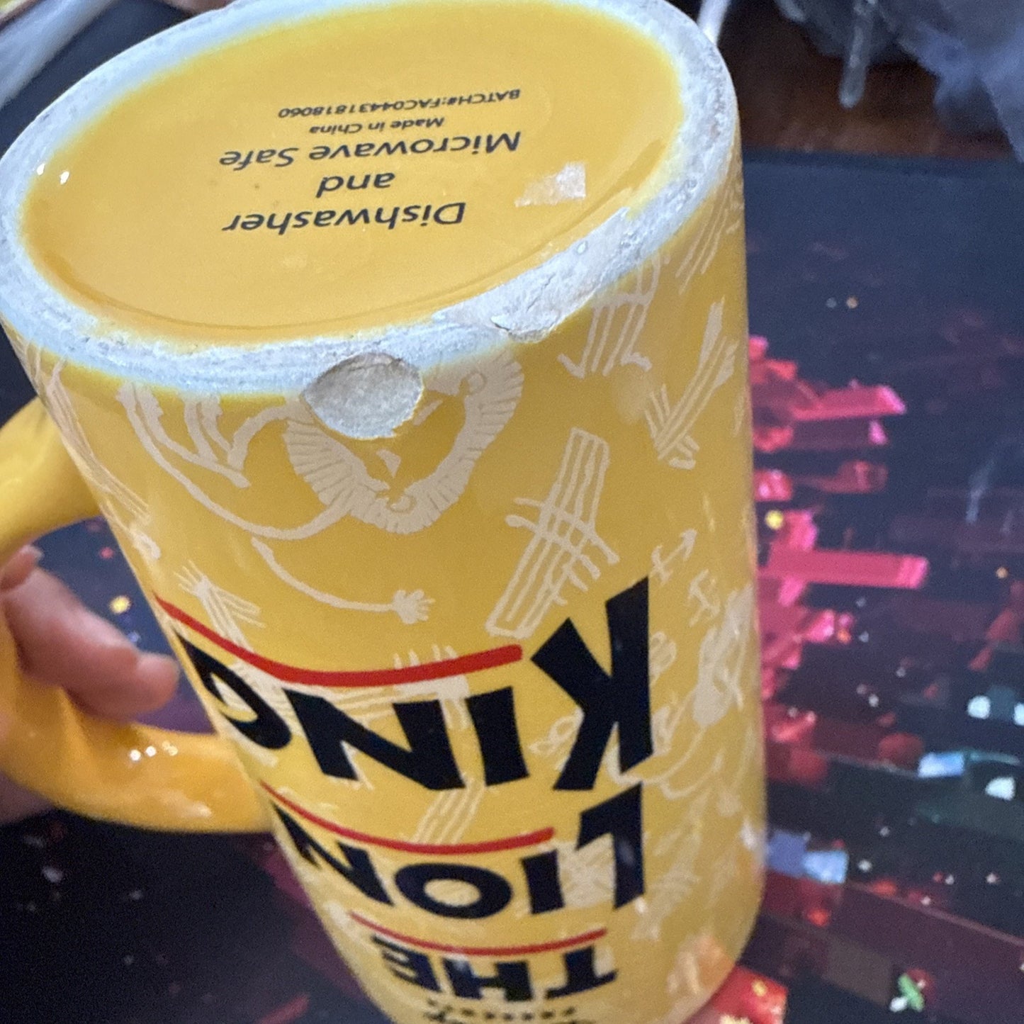Disney The Lion King Broadway Musical Yellow & Black Tall 6" Coffee Mug Damage