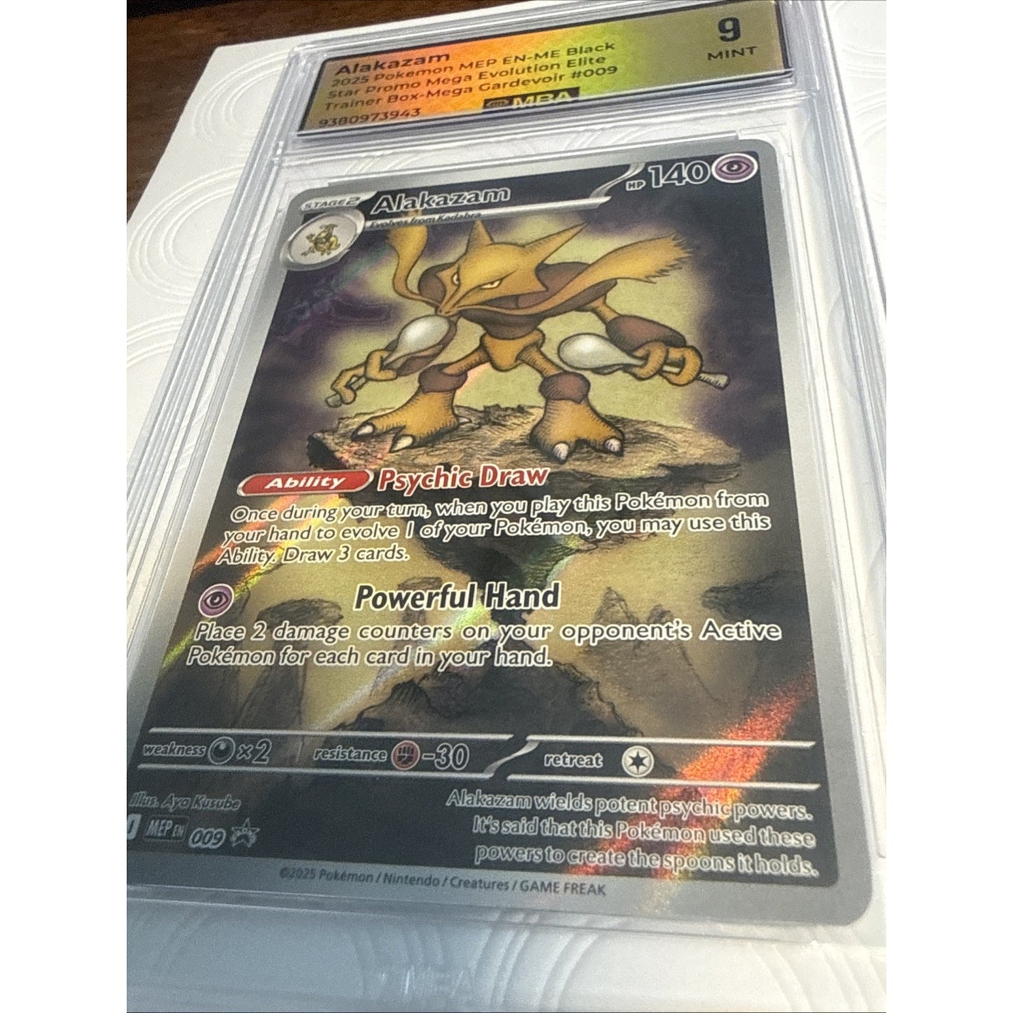 2025 POKEMON MEGA EVOLUTION ETB BLACK STAR PROMO ALAKAZAM 009 MINT MBA 9